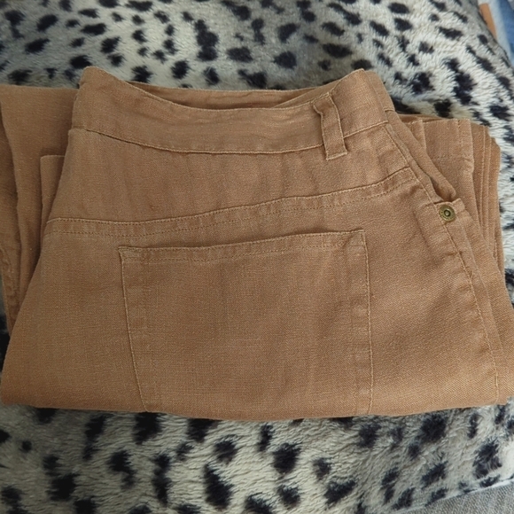 Jones New York Sport Petites Brown 100% Linen Capri Pants Size 14P - Picture 7 of 8
